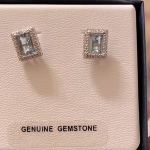 Blue Topaz Emerald Cut Earrings